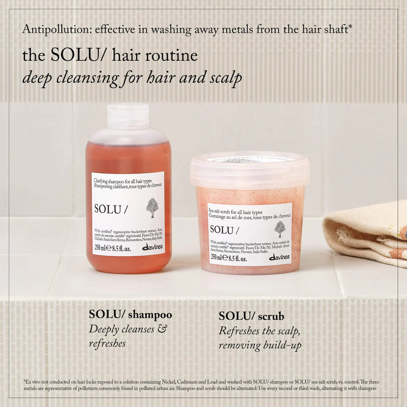 Davines SOLU Sea Salt Scrub Cleanser — Detoxifying Scalp & Hair Scrub