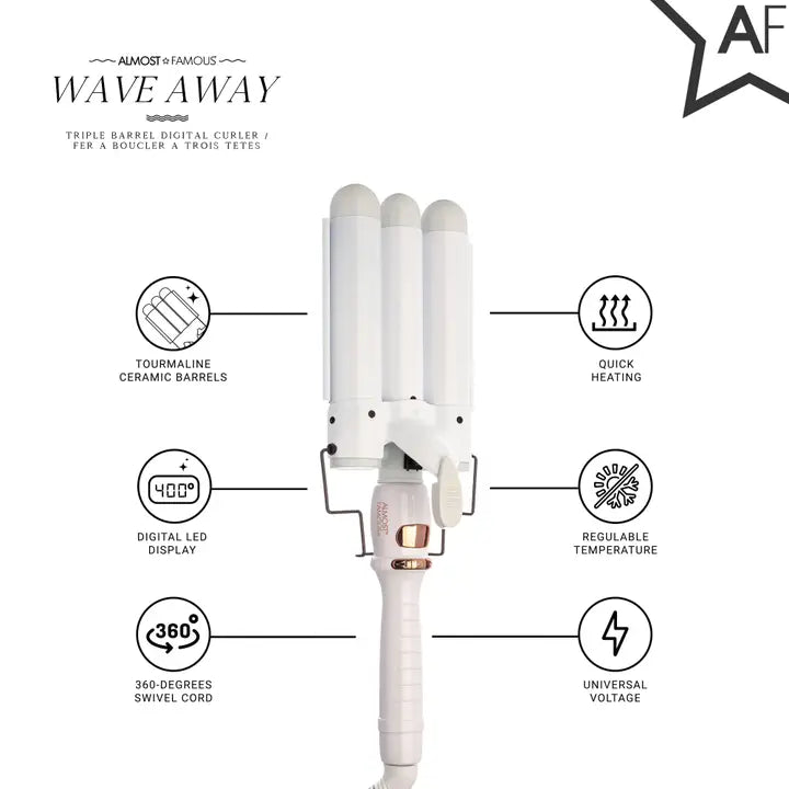 Almost Famous Triple Barrel Clip Curling System - Bombshell Hair Studio