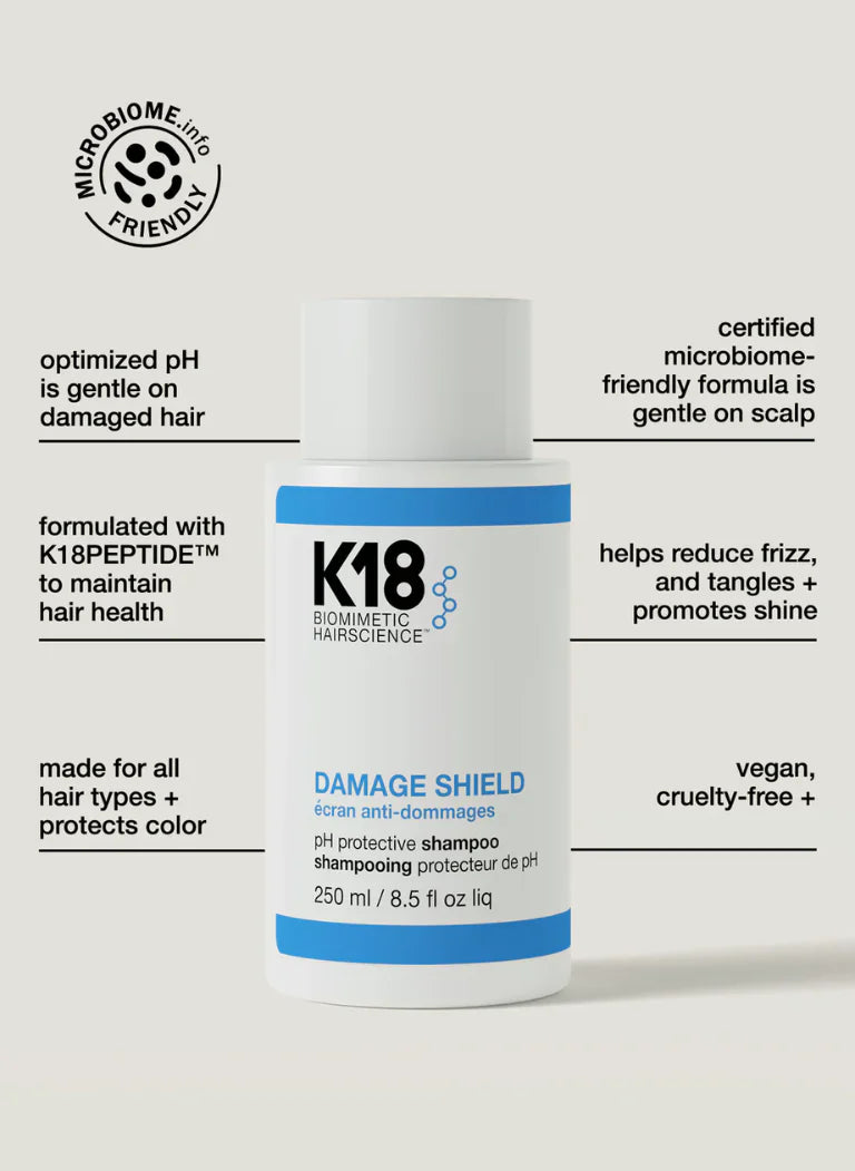 K18 Damage Shield pH protective shampoo microbiome friendly shampoo for healthier hair and scalp