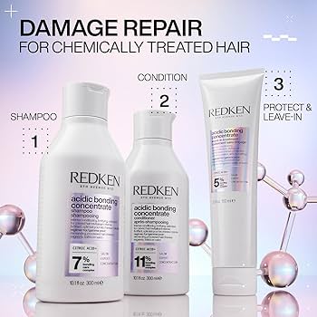 Redken Acidic Bonding Concentrate damage repair system with shampoo, conditioner and leave-in treatment