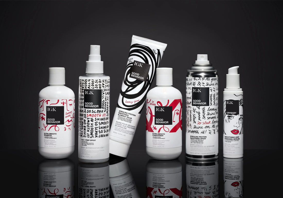 IGK haircare collection featuring top-selling dry shampoos, styling sprays, and treatments for all hair types – salon-quality formulas for effortless styling and healthy hair.