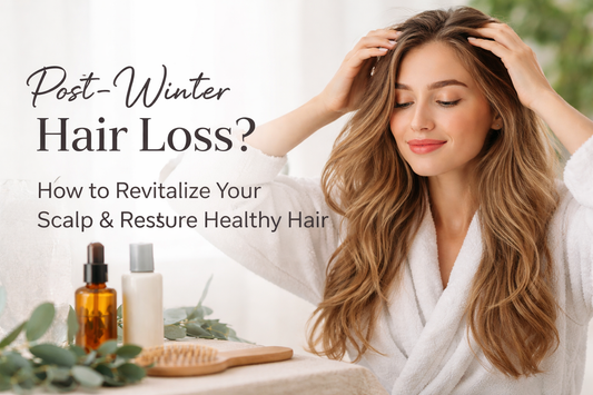 woman massaging scalp to reduce post winter hair loss and restore healthy hair growth