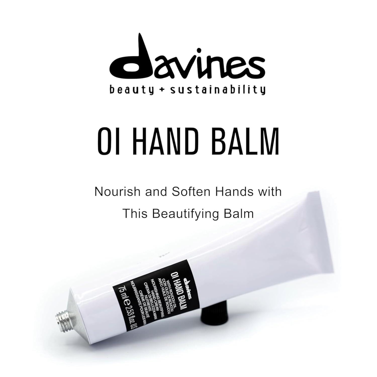 Davines OI Hand Balm tube on a white background. Bombshell uptown salon delmar ny