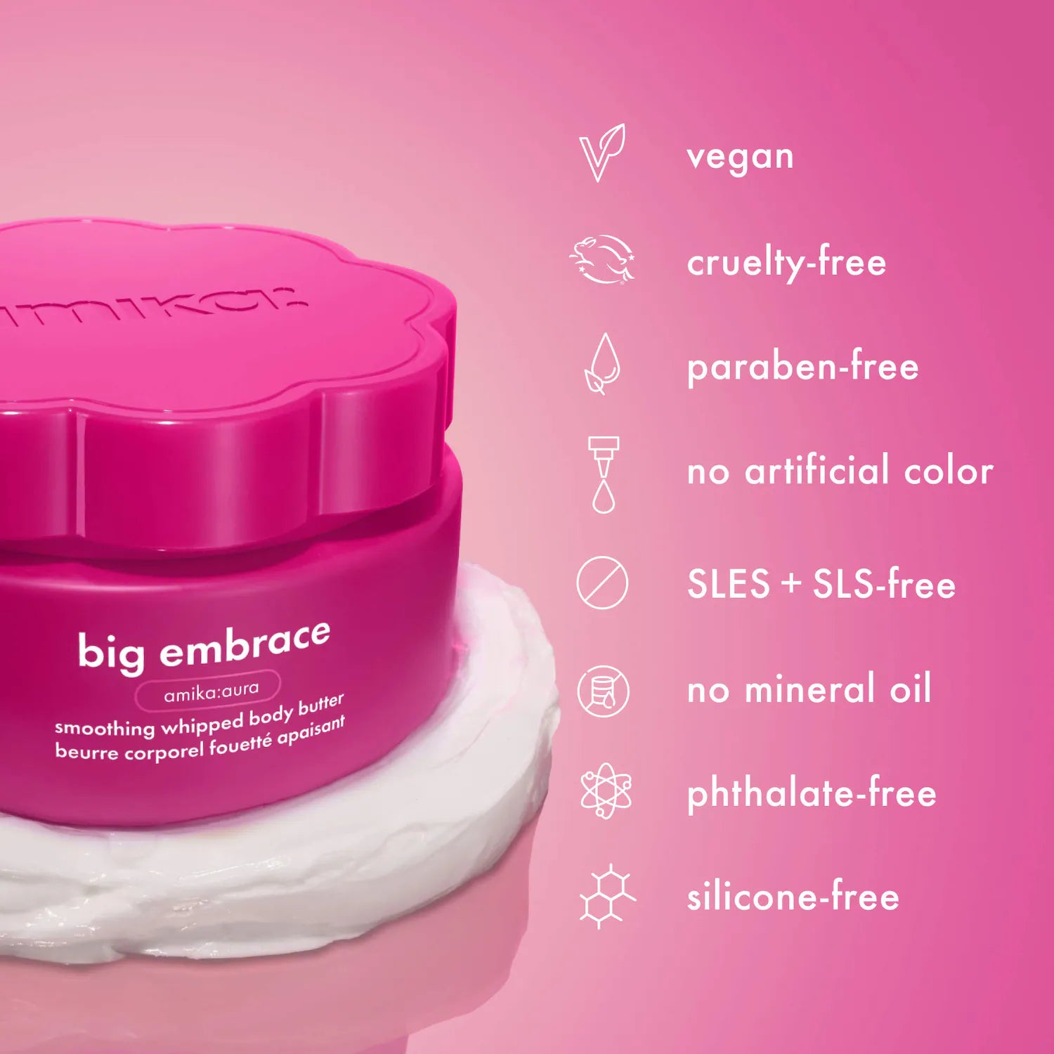 Amika Big Embrace Smoothing Whipped Body Butter 8.5 oz hydrating ceramide body moisturizer benefits