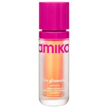 Amika I'm Glistening Radiant Rich Body Oil hydrates and brightens skin with vitamin C and nourishing oils for a smooth radiant glow.