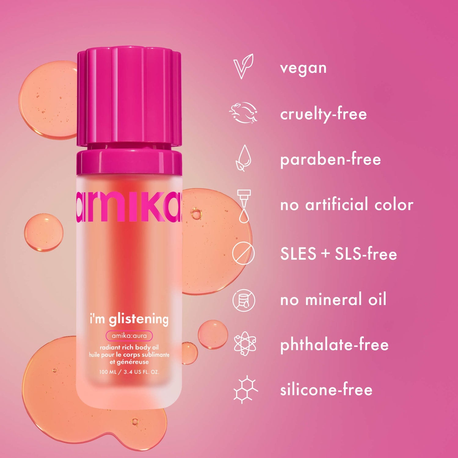 Amika I'm Glistening Radiant Rich Body Oil 3.4 oz – Vitamin C Glow
