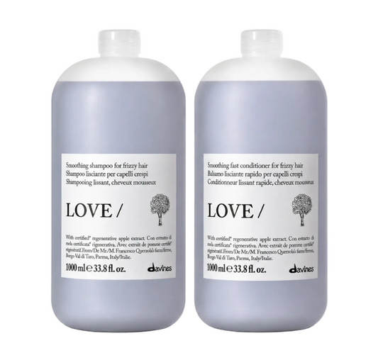 Davines LOVE smoothing shampoo and conditioner liter duo for frizzy hair