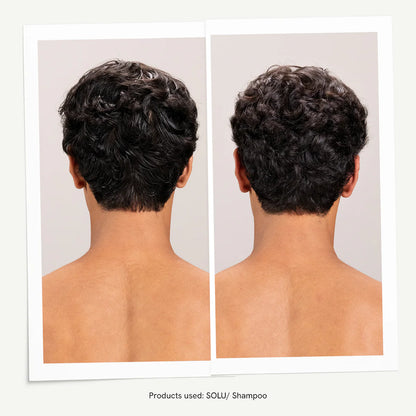 Davines SOLU Clarifying Shampoo for buildup removal and refreshed hair before and after