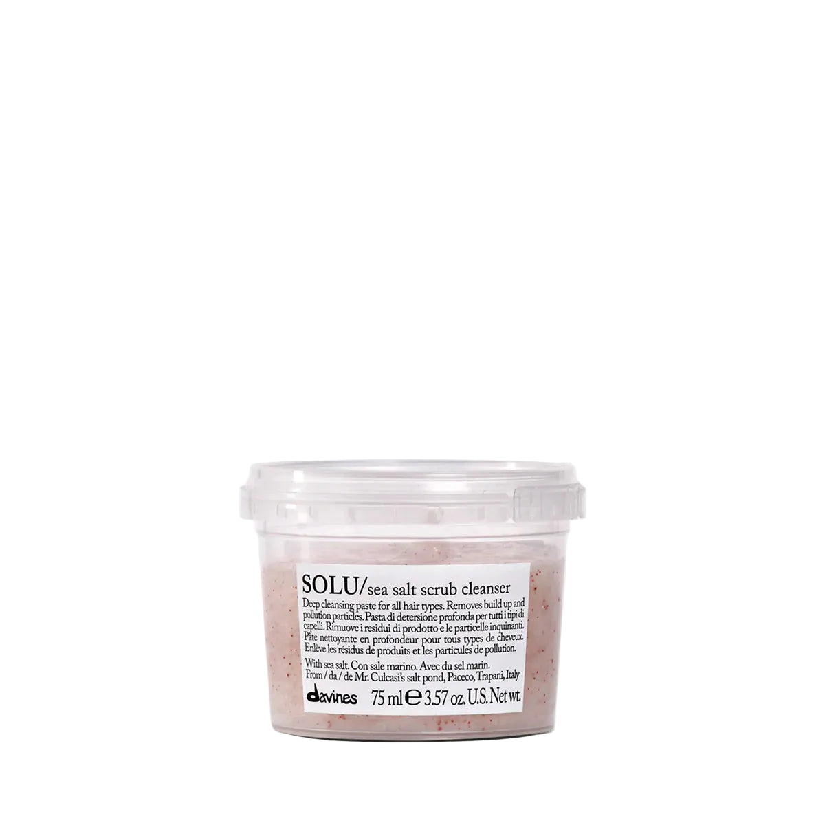 Davines SOLU Sea Salt Scrub Cleanser 3.57 oz for scalp detox and buildup removal