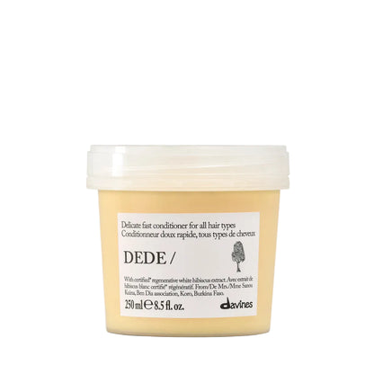 Dede hair care product container on a white background