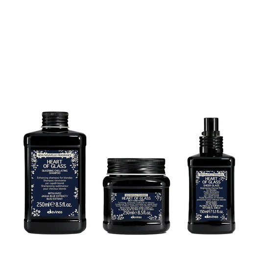 Davines HEART OF GLASS Blonde Care Set — Shampoo, Conditioner & Sheer Glaze