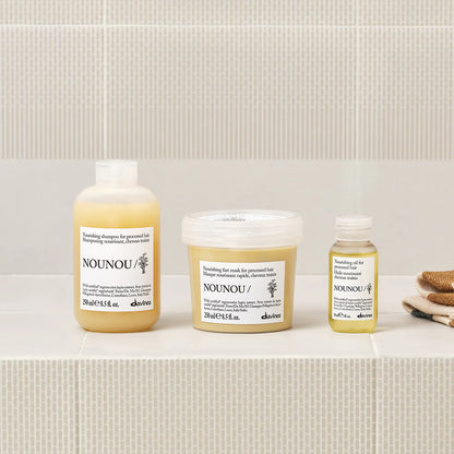 Three NOUNOU hair care routine for damaged hair deep repair and nourishment