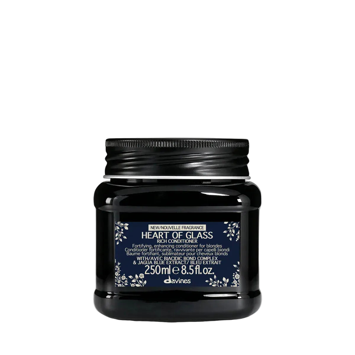 Davines Heart of Glass  Rich Conditioner 250ml bottle for blonde hair on a clean white background.