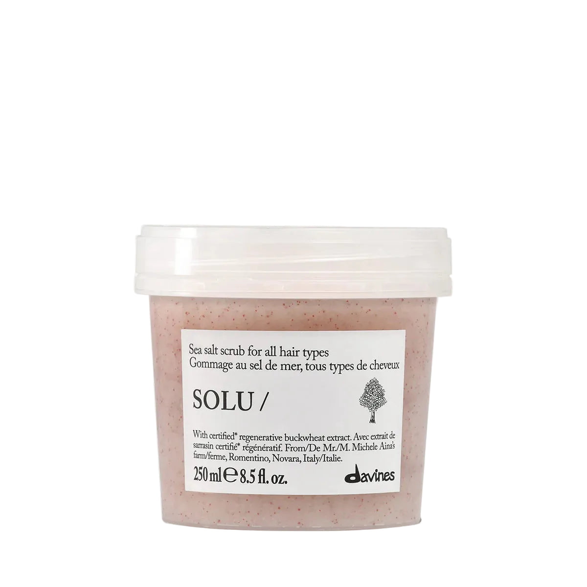 Davines SOLU Sea Salt Scrub Cleanser 8.5 oz for scalp detox and buildup removal