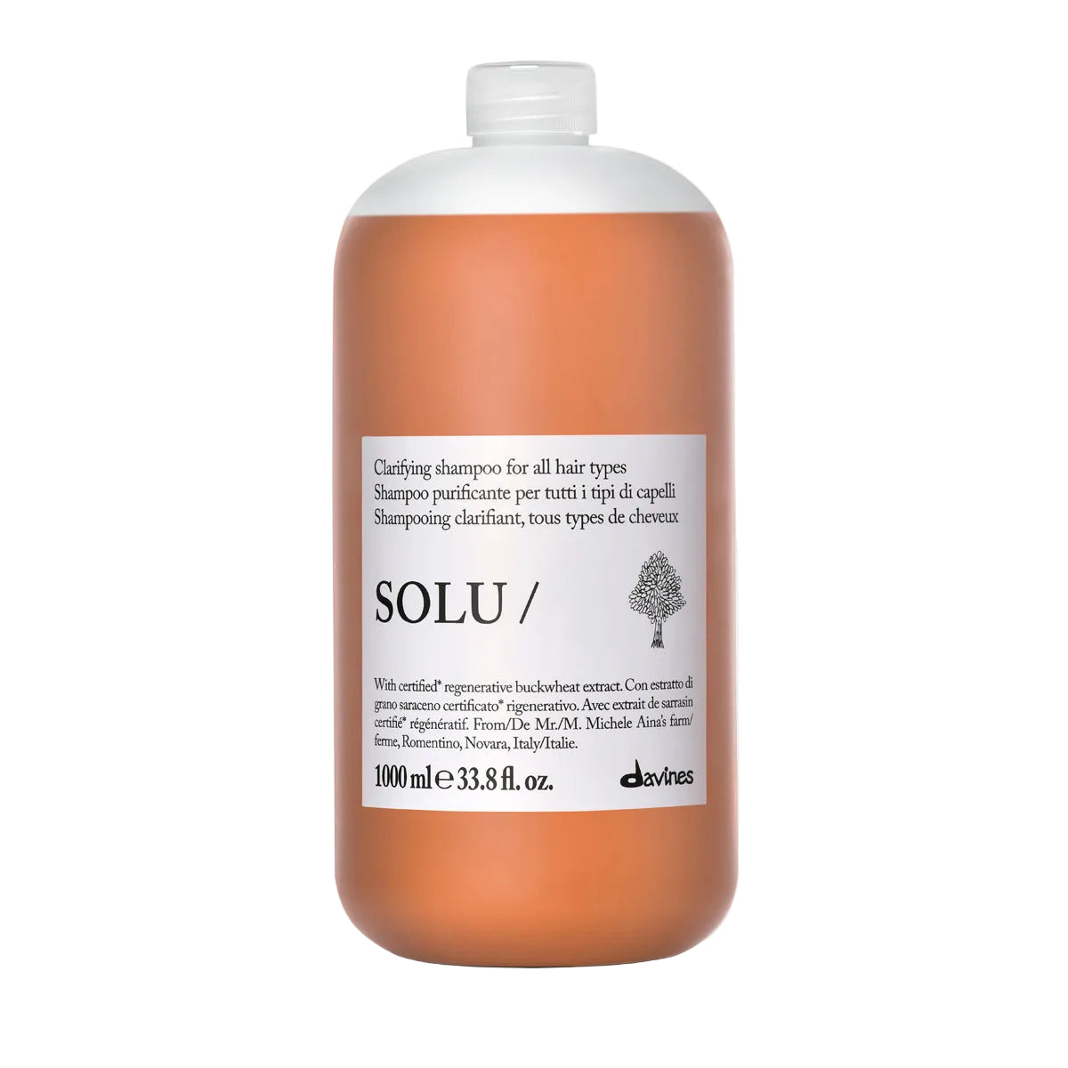 Davines SOLU Clarifying Shampoo liter for buildup removal and refreshed hair