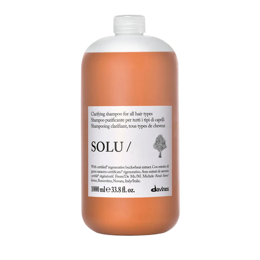 Davines SOLU Clarifying Shampoo liter for buildup removal and refreshed hair