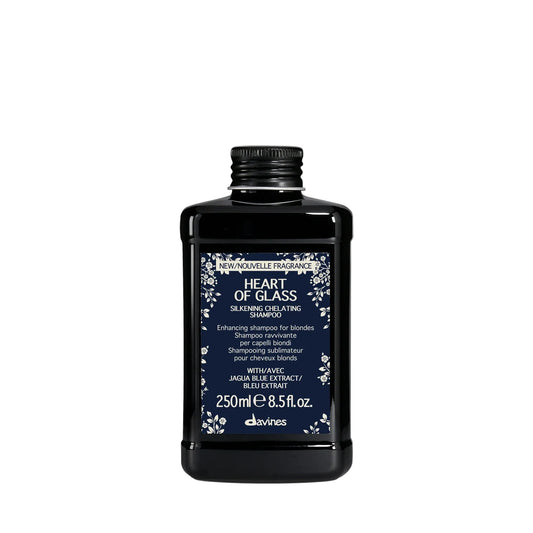 Davines Heart of Glass Silkening Shampoo liter bottle 250ml for enhancing blonde hair on a clean white background.