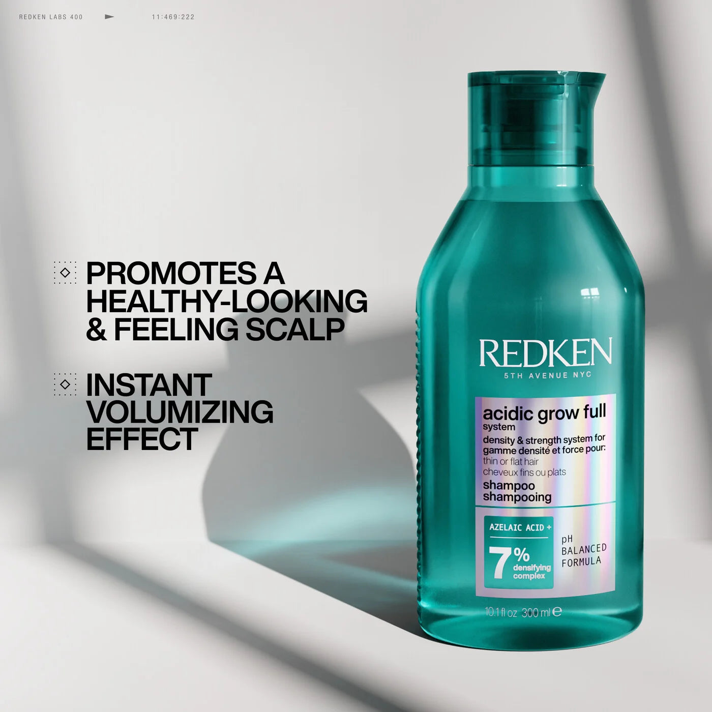 Redken Acidic Grow Full Shampoo promoting healthy scalp and instant volumizing effect for thinning hair