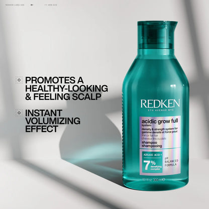 Redken Acidic Grow Full Shampoo promoting healthy scalp and instant volumizing effect for thinning hair