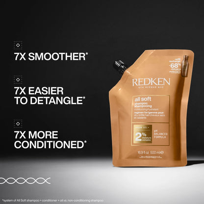 Redken All Soft Shampoo Refill – For Dry, Brittle Hair