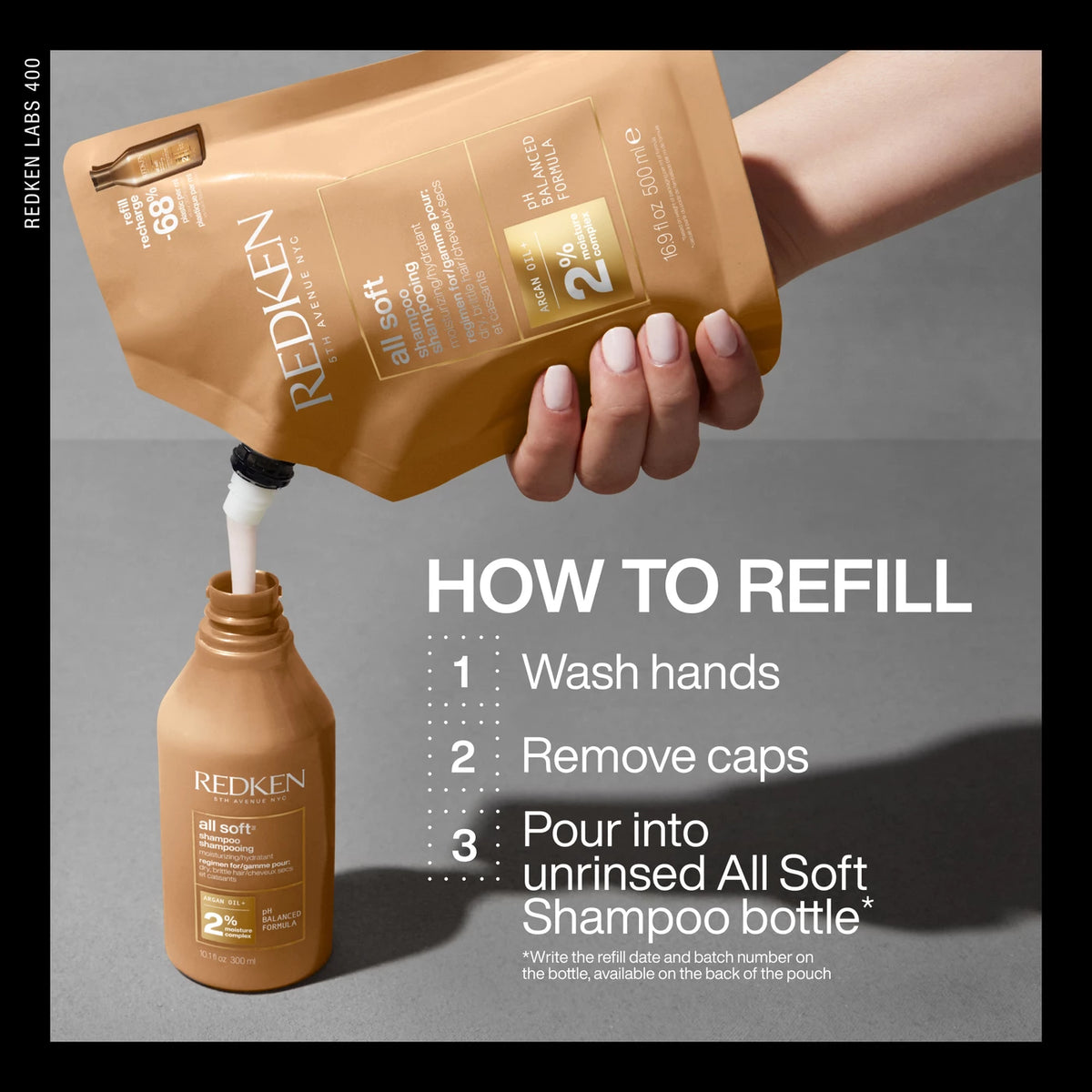 Redken All Soft Shampoo Refill – For Dry, Brittle Hair