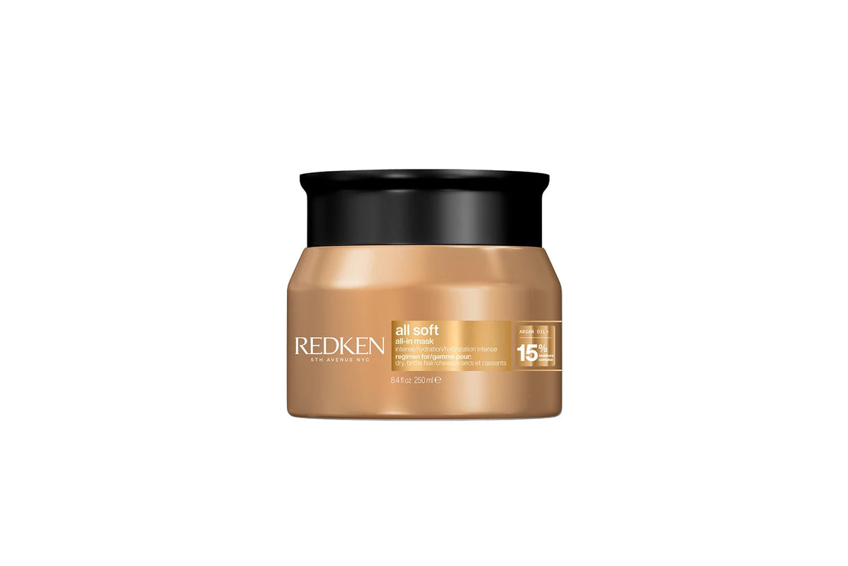 Redken All Soft All-In Mask with argan oil, deep moisturizing rinse-out hair mask for dry hair