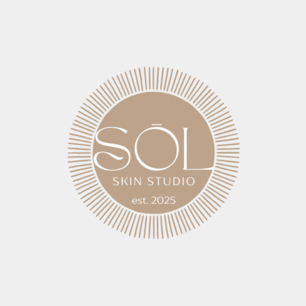 Computer screen displaying a logo for 'SOL Skin Studios' on a white background