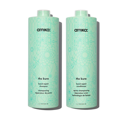 Amika The Kure Bond Repair Shampoo & Conditioner Liter Duo | Strength & Repair