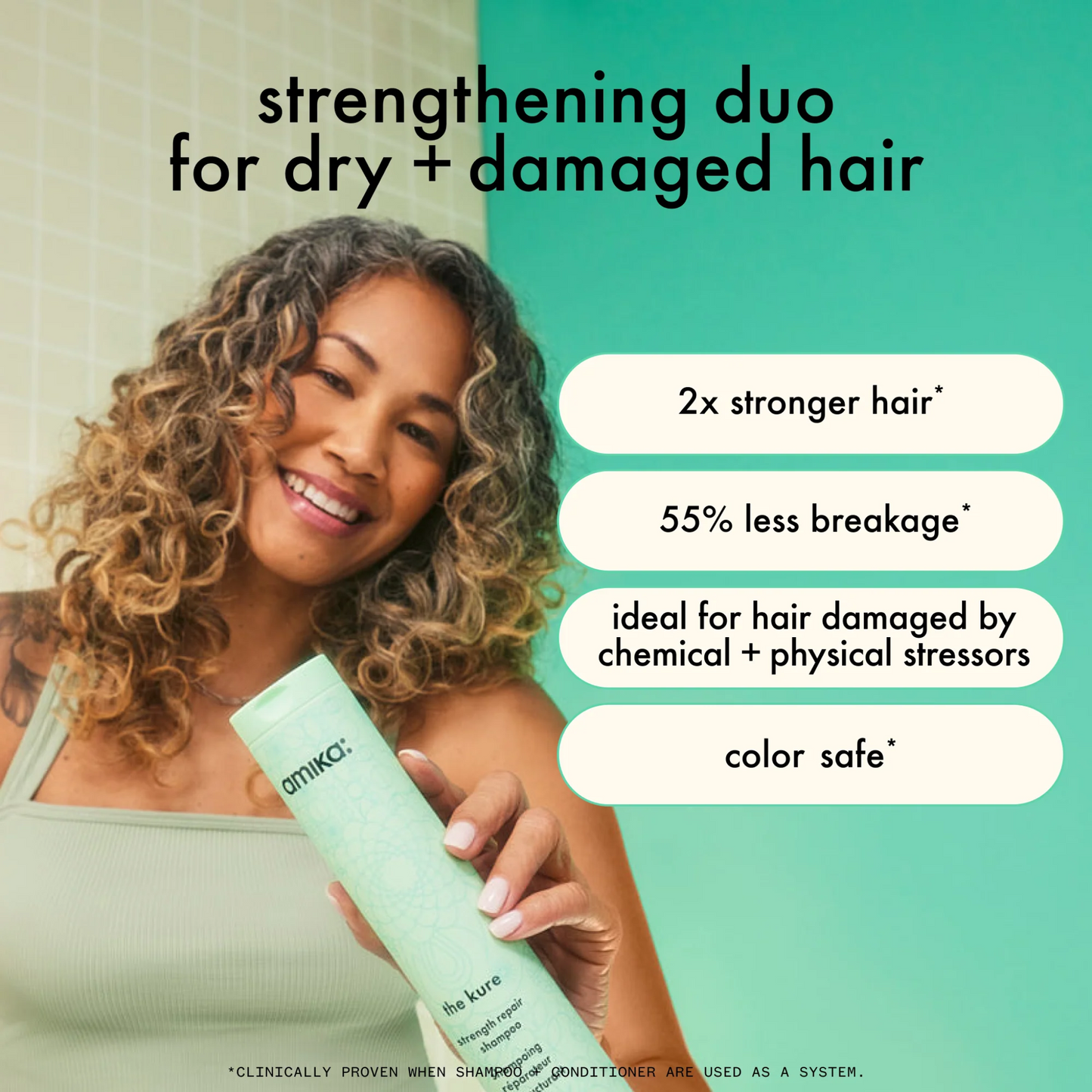 Amika The Kure Bond Repair Shampoo & Conditioner Liter Duo | Strength & Repair