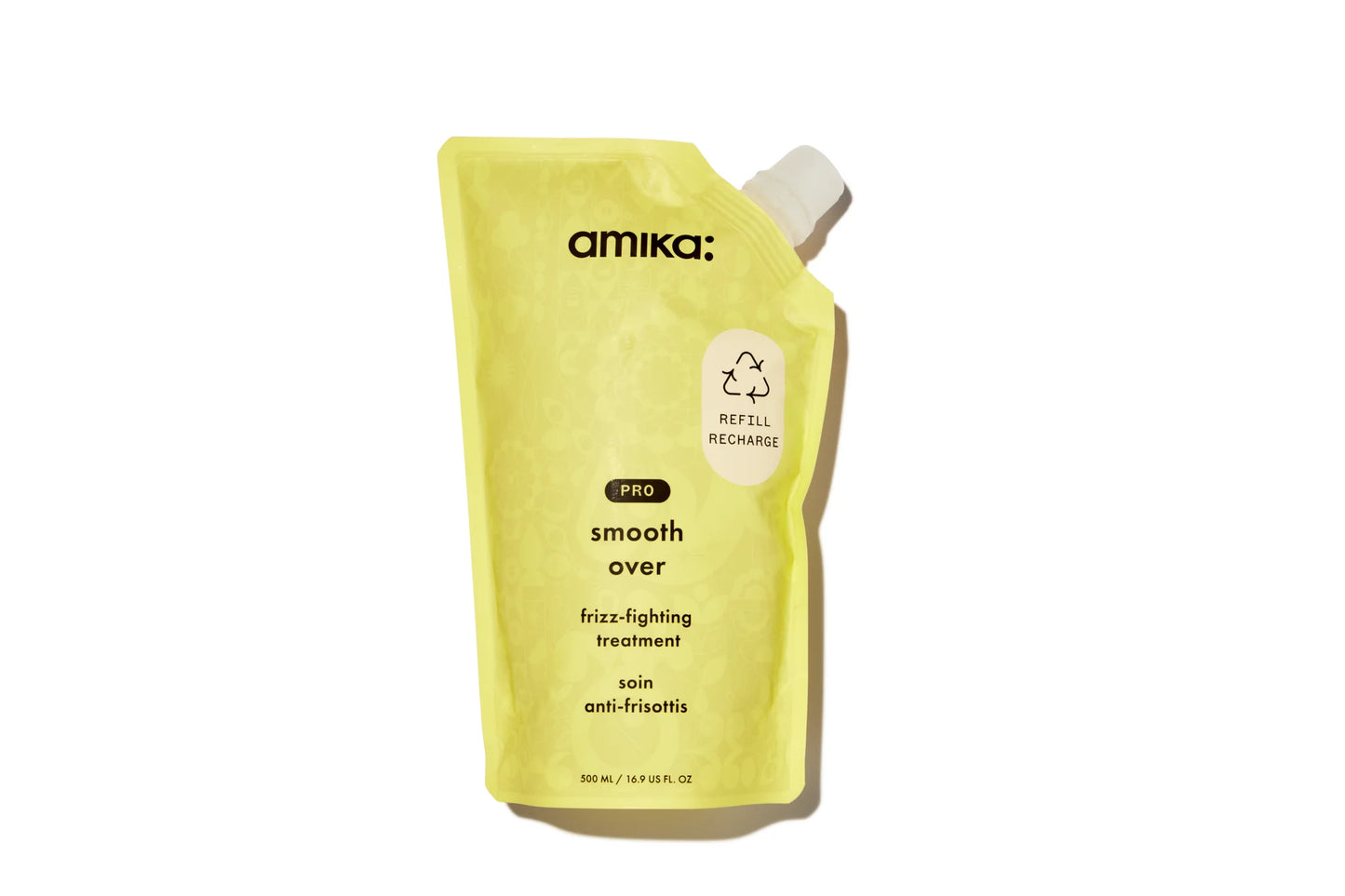 Amika Smooth Over Frizz Fighting Treatment refill 16.9 oz eco friendly anti frizz smoothing treatment for long lasting frizz control and humidity protection