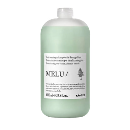 Melu shampoo bottle on a white background