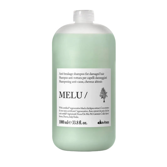 Melu shampoo bottle on a white background