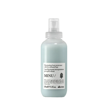Davines MINU illuminating heat protectant milk for color treated hair shine and protection