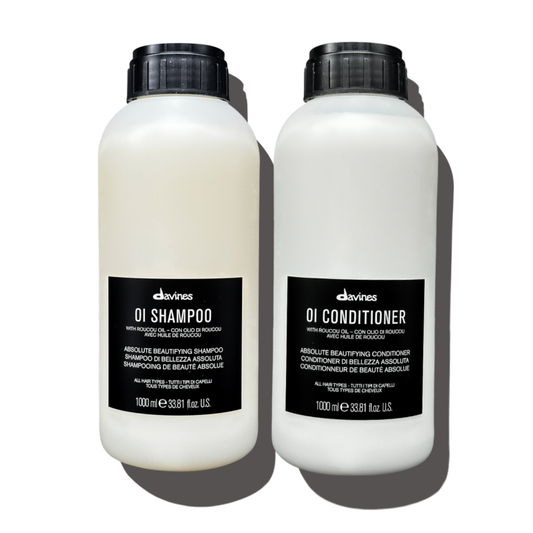 Davines OI Shampoo and Conditioner Liter Duo 33.8 oz professional salon haircare set with Roucou oil for shine and hydration