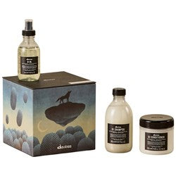 Davines product set including a box, bottle, and jar on a white background