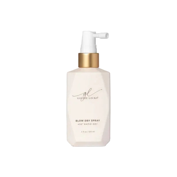Goldie Locks Blow Dry Spray 450 Rapid Dry heat protectant spray 4 oz for faster blow drying, smooth frizz control and shine