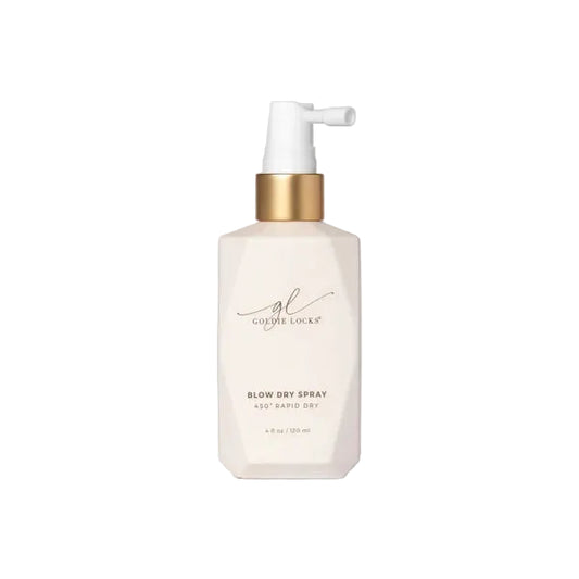 Goldie Locks Blow Dry Spray 450 Rapid Dry heat protectant spray 4 oz for faster blow drying, smooth frizz control and shine