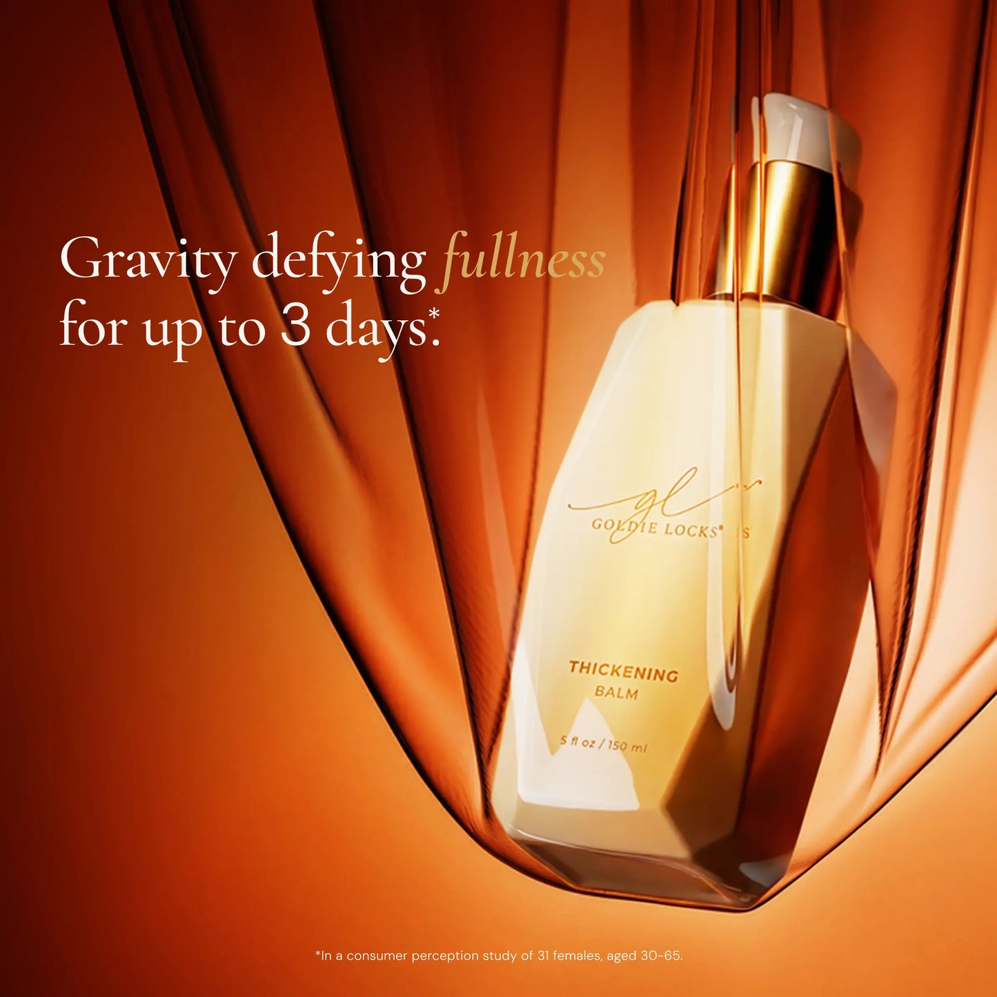 Goldie Locks Thickening Balm providing gravity-defying fullness and natural lift for up to three days