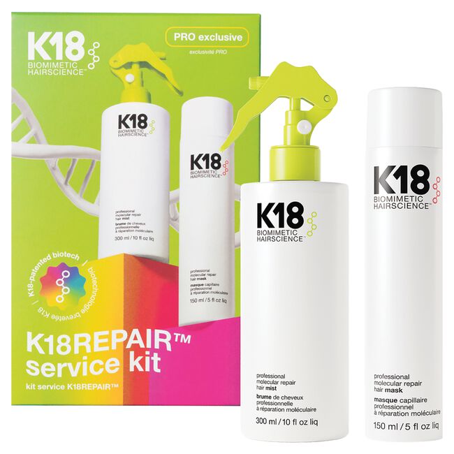 K18 molecular repair mist and hair mask system with 300 ml repair mist and 150 ml hair mask for professional damage repair