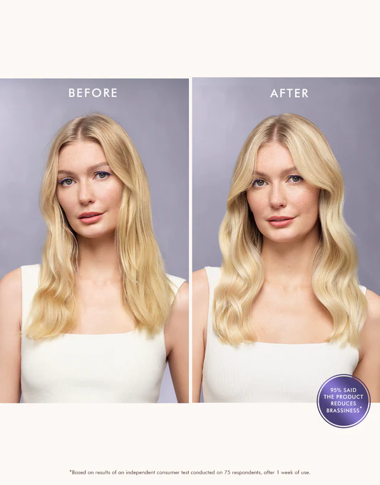 Before and after results using Moroccanoil Hydrating Shampoo and Conditioner showing smoother shinier less dry hair