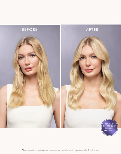 Before and after results using Moroccanoil Hydrating Shampoo and Conditioner showing smoother shinier less dry hair