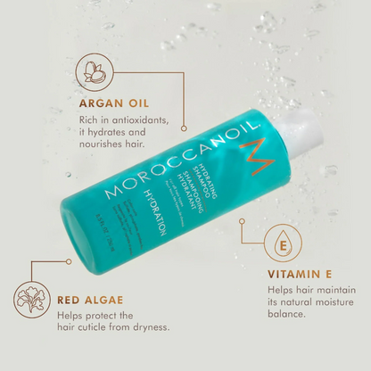 Moroccanoil Hydrating Shampoo with argan oil red algae and vitamin E for hydration nourishment and moisture balance