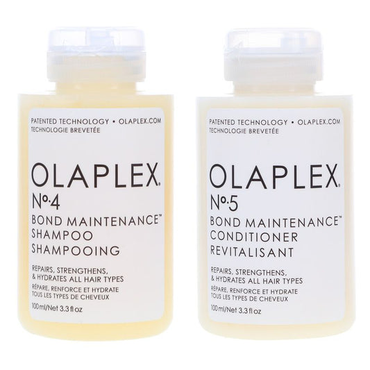 Professional Olaplex No.4 and No.5 3.3oz shampoo and conditioner duo for bond repair and strengthening damaged hair