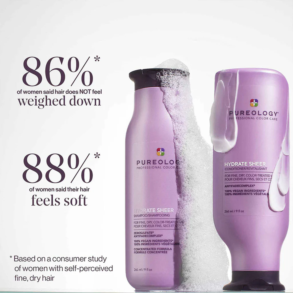 Pureology Hydrate Shampoo highlighting moisture benefits for dry and color-treated hair