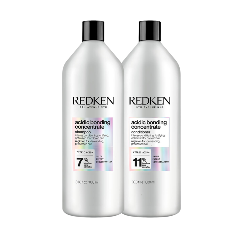 Redken Acidic Bonding Concentrate shampoo and conditioner liter duo 33.8 oz for damaged hair repair