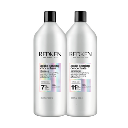 Redken Acidic Bonding Concentrate shampoo and conditioner liter duo 33.8 oz for damaged hair repair