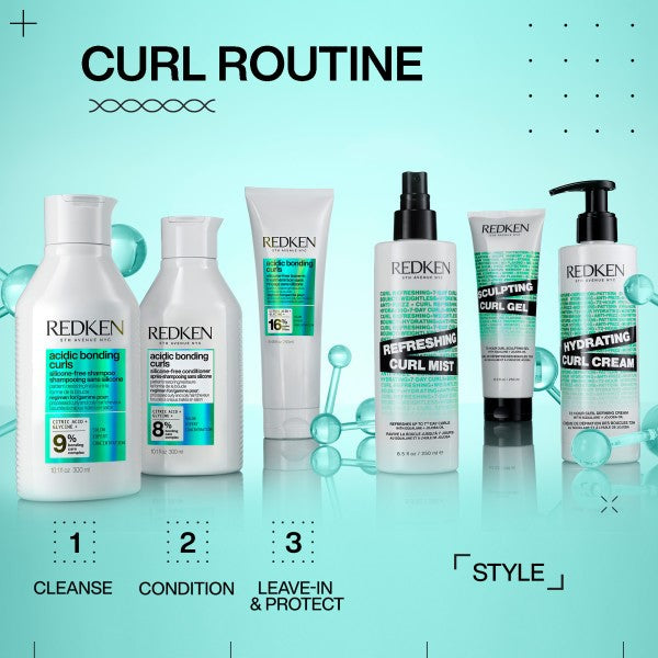 Redken Acidic Bonding Curls routine cleanse condition leave in protect style for defined hydrated curls