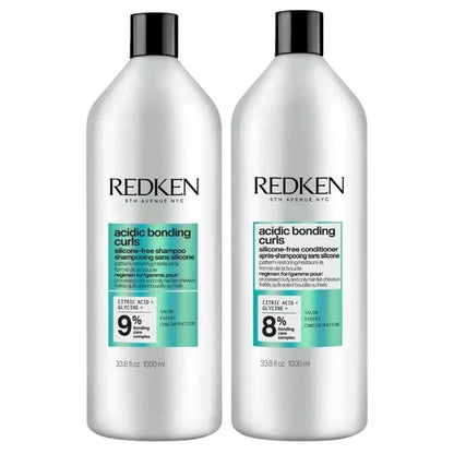 Redken Acidic Bonding Curls shampoo and conditioner liter duo for curly hair repair hydration frizz control