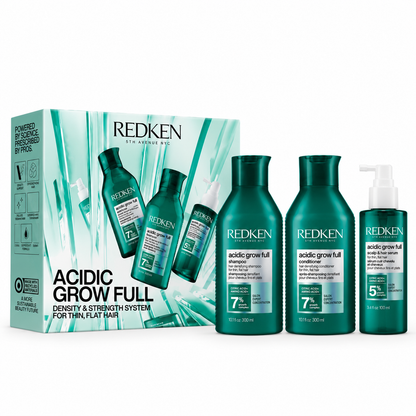 Redken Acidic Grow Full System Holiday Gift Set with shampoo conditioner and scalp hair serum for thin flat hair