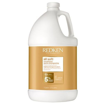 Redken All Soft Conditioner 1 Gallon for dry brittle hair with argan oil for moisture softness and shine